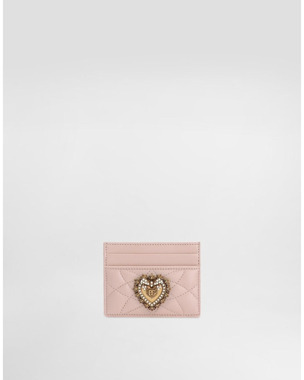 Dolce & Gabbana Pink Devotion Quilted Leather Card Holder