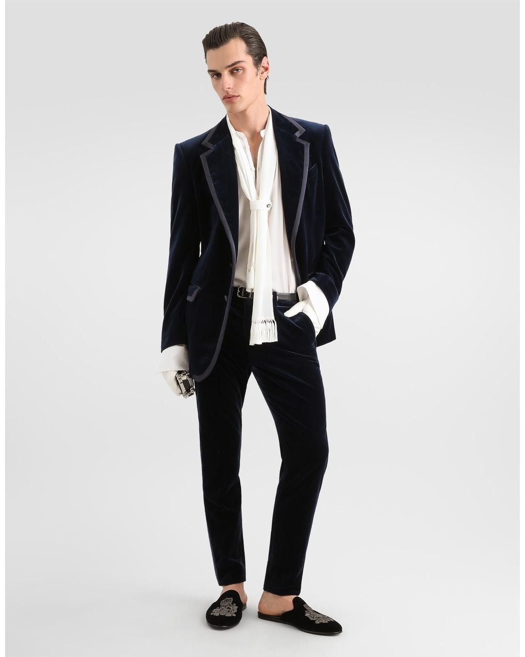 Dolce & Gabbana Blue Velvet Trousers for men