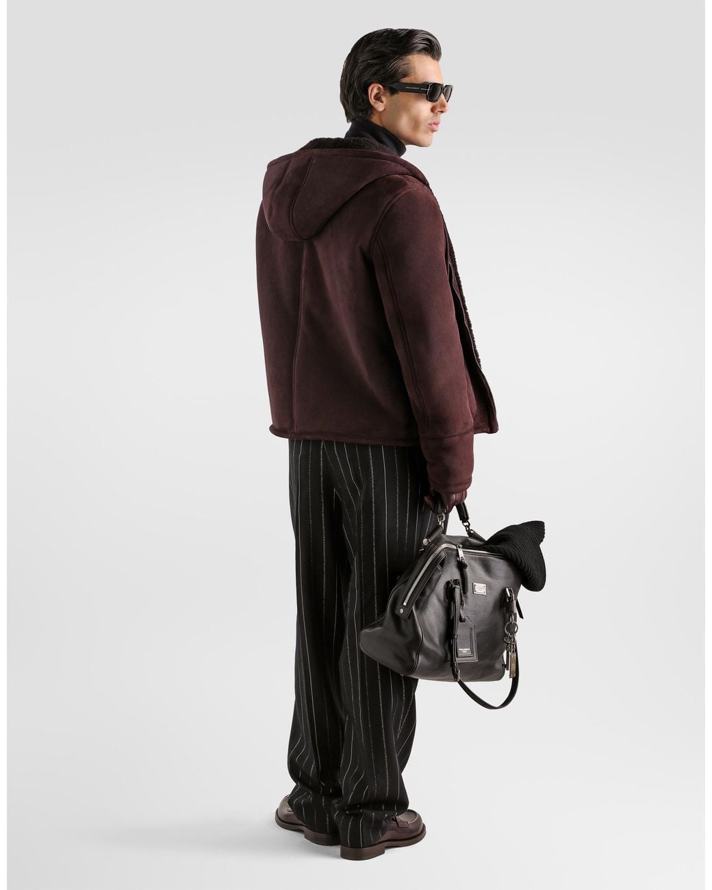 Dolce & Gabbana Brown Suede Shearling Jacket for men