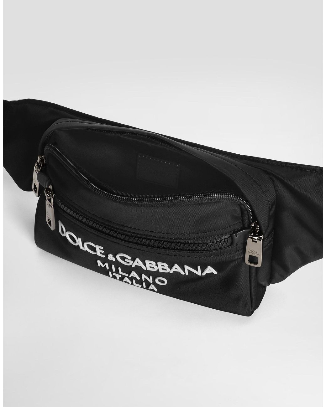 Dolce & Gabbana Gürteltasche Aus Nylon Mit Gummiertem Logo in White für Herren