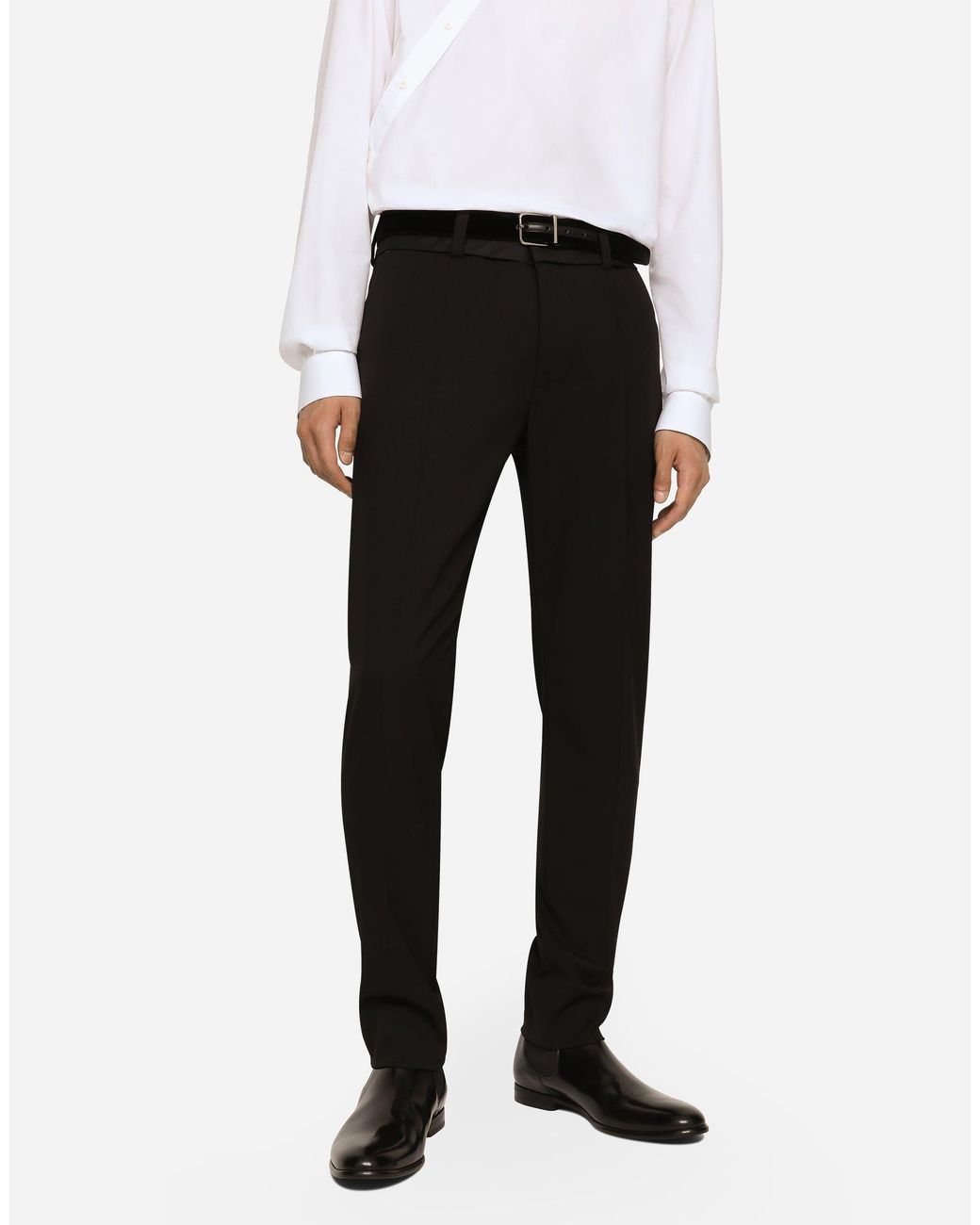 Dolce & Gabbana Black Stretch Wool Pants for men