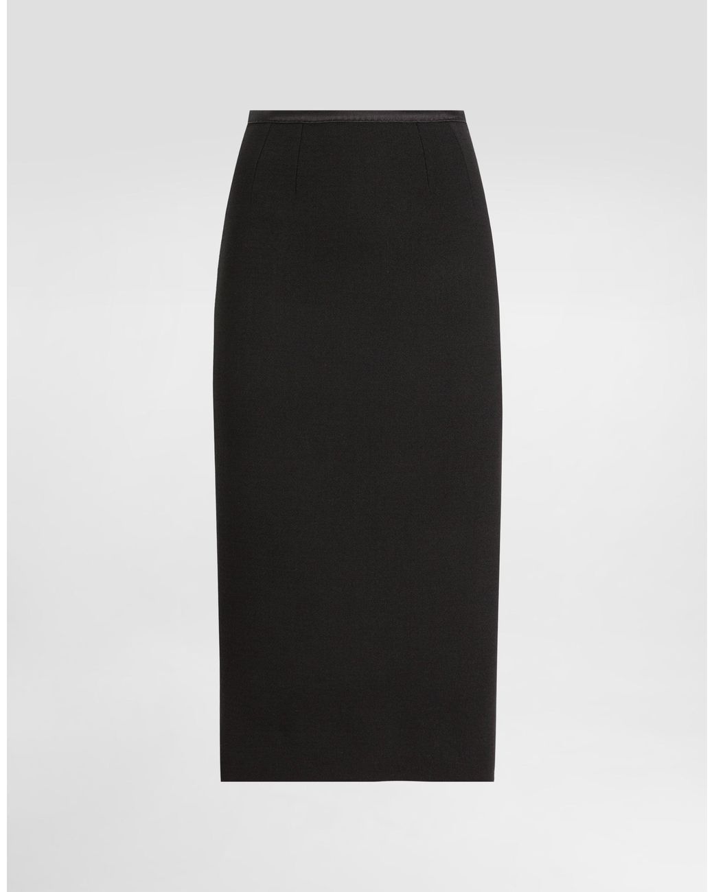 Dolce & Gabbana Black Wool Crepe Calf-Length Pencil Dress