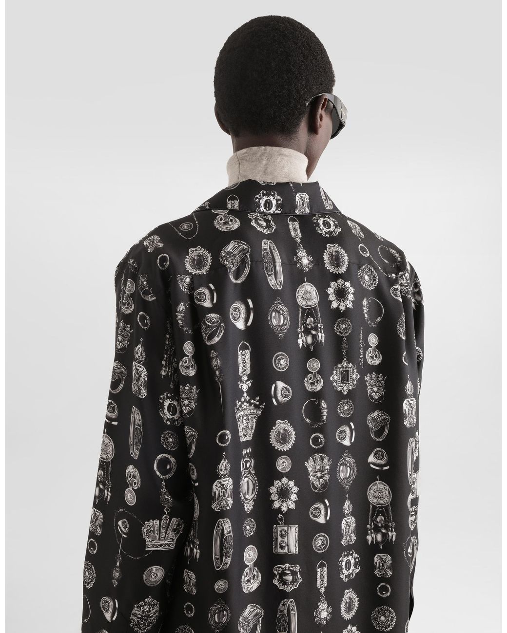 Dolce & Gabbana Black Jewel- Silk Twill Vanity Shirt for men