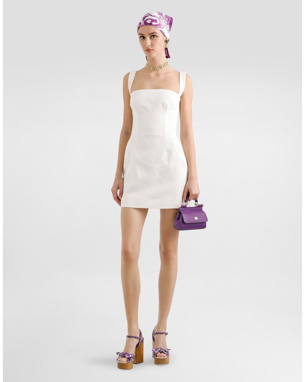 Dolce & Gabbana White Stretch Mat Dress