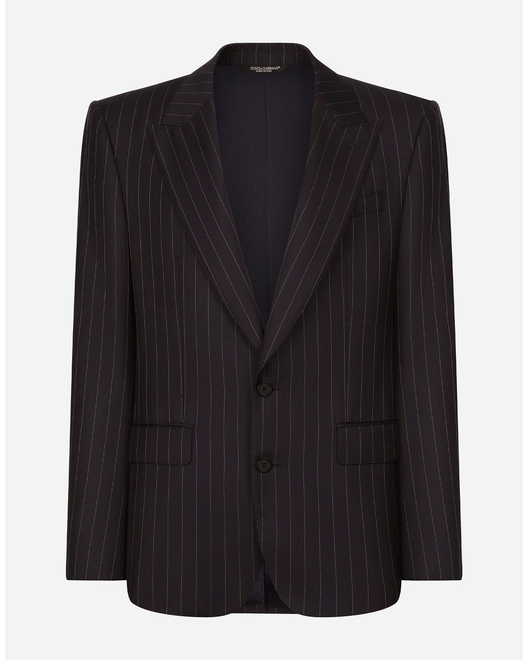 Dolce & Gabbana Black Single-Breasted Pinstripe Wool Sicilia-Fit Jacket for men