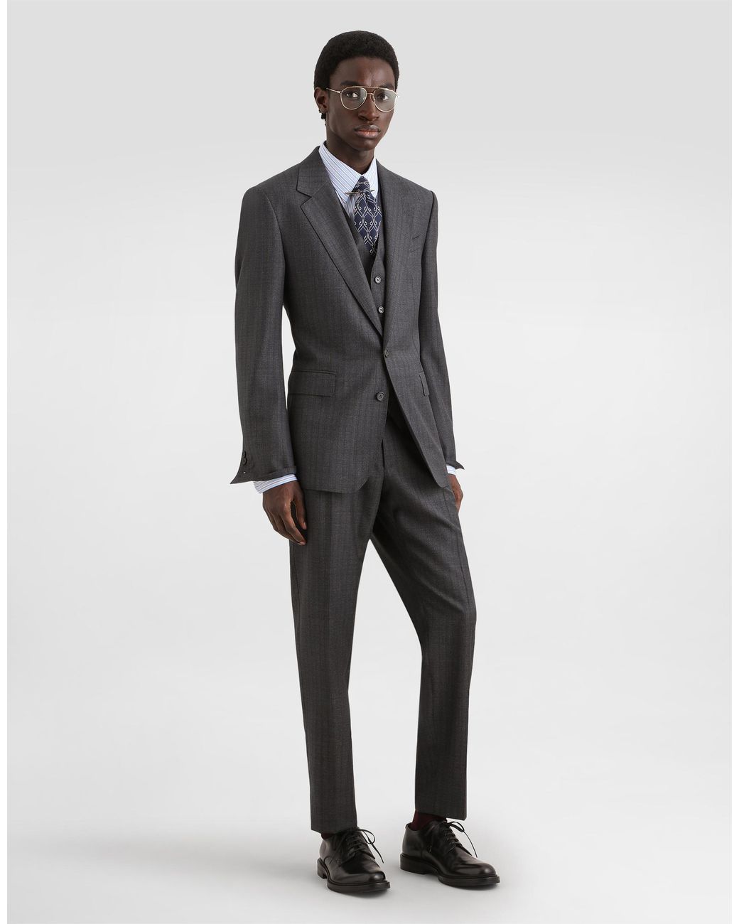 Dolce & Gabbana Gray Sicilia Light Single-Breasted Pinstripe Wool Jacket for men