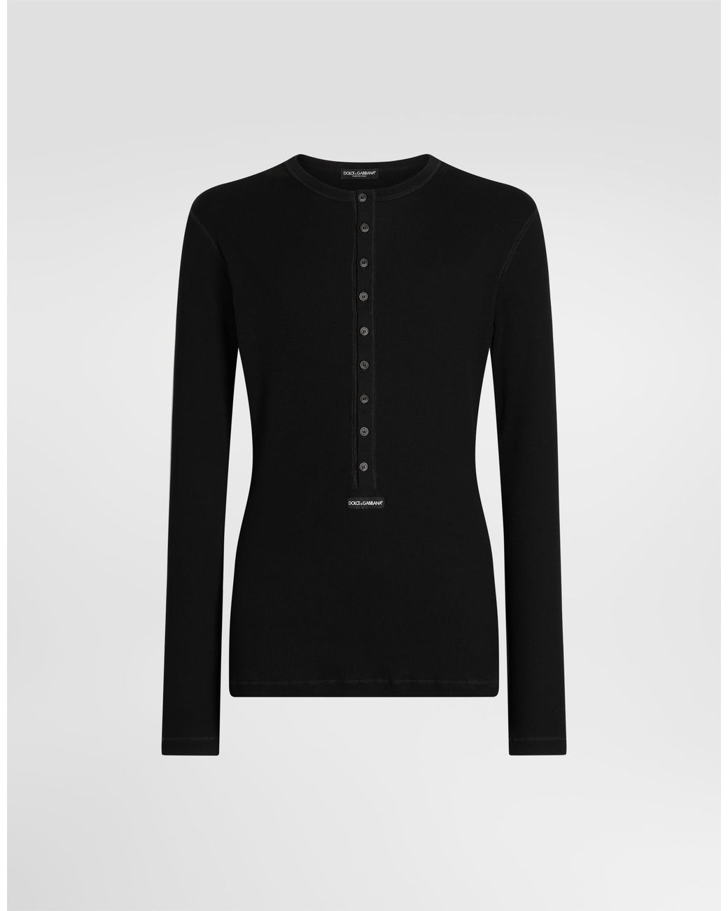 Dolce & Gabbana Black Serafino T-Shirt for men