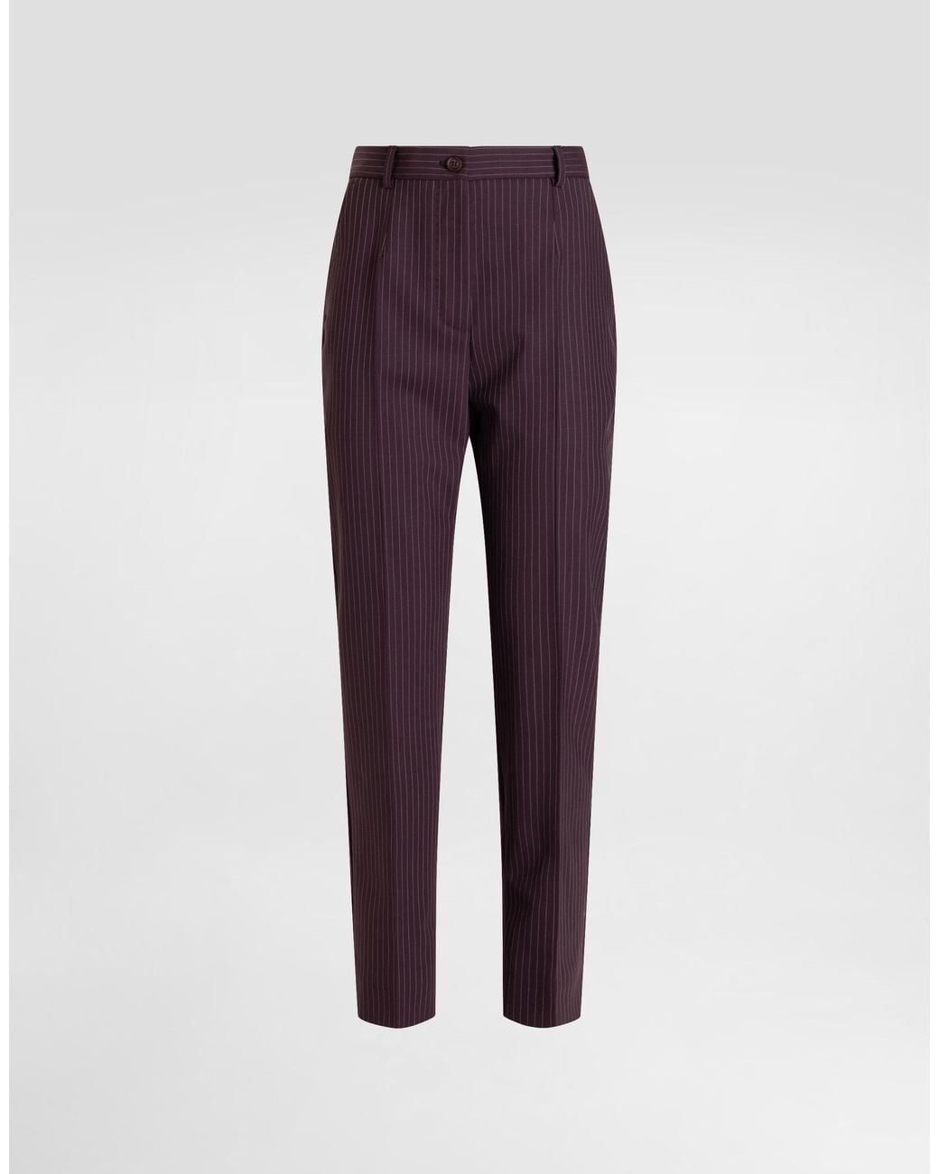 Dolce & Gabbana Purple Pinstripe Wool Trousers