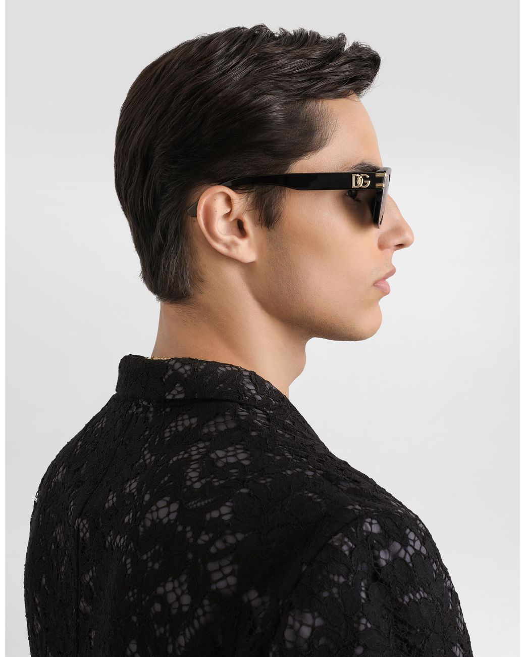 Dolce & Gabbana Black Double-Breasted Lace Jacket for men