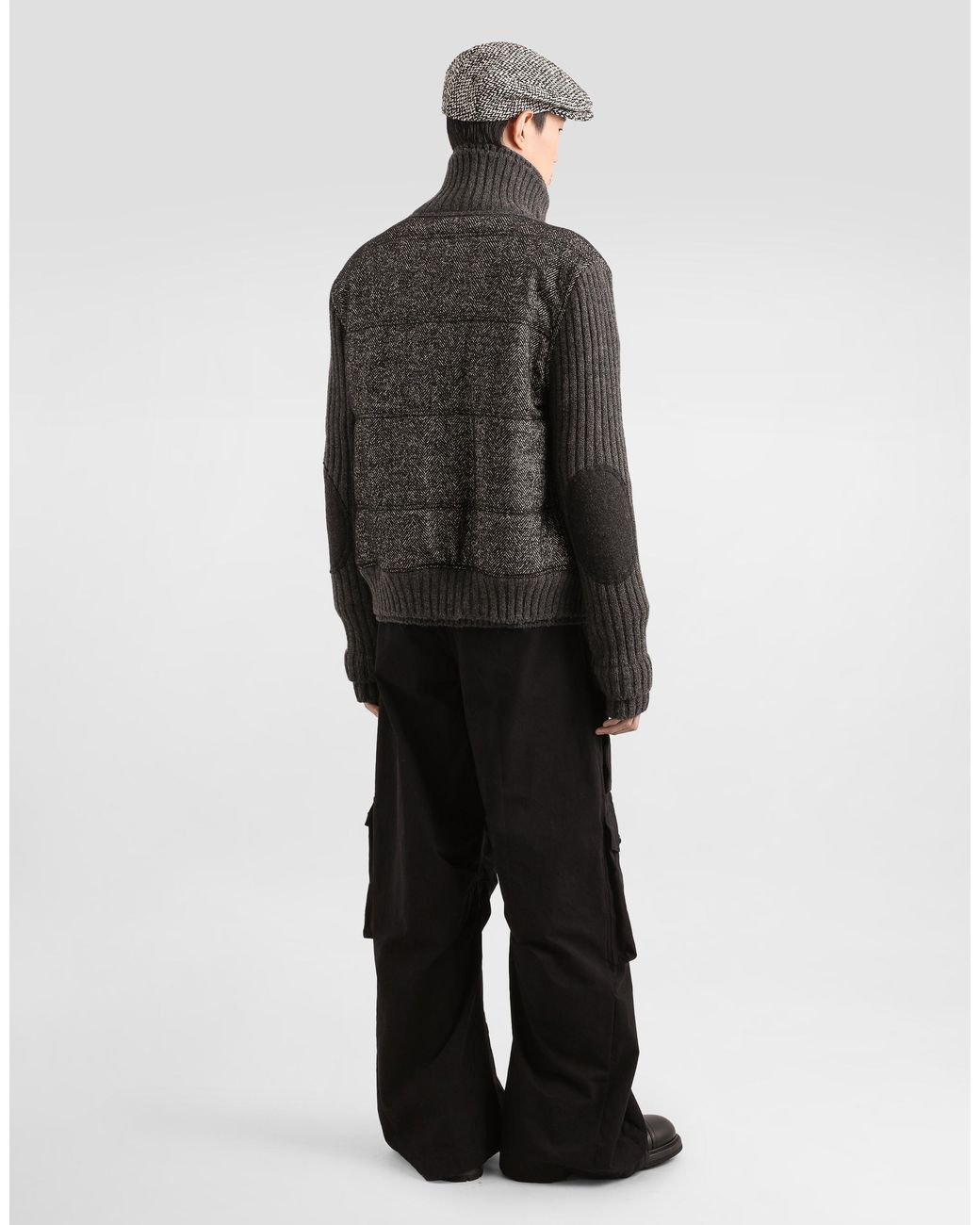 Dolce & Gabbana Black Knitted Houndstooth Jacket for men