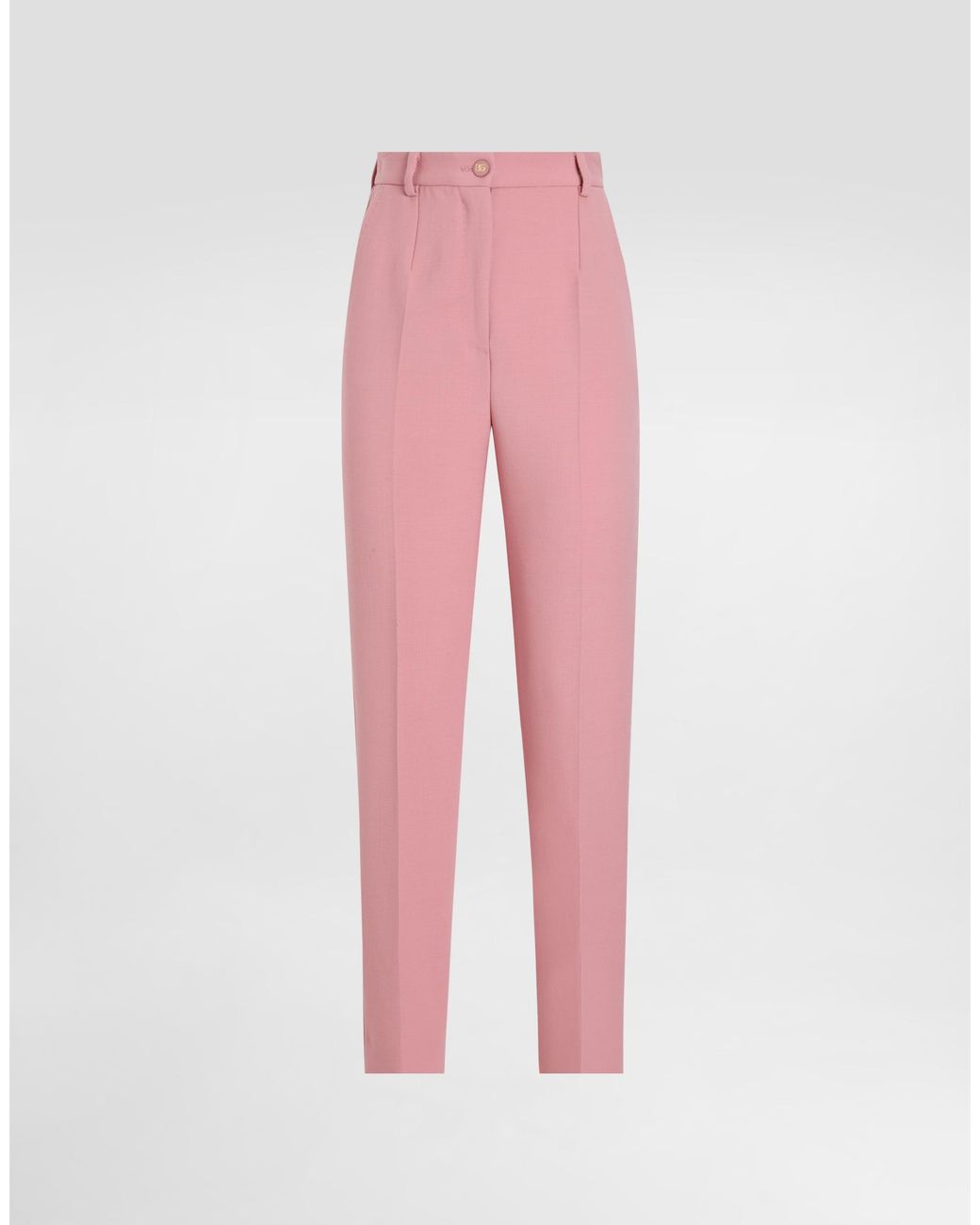Dolce & Gabbana Pink Tailored Double Wool Crepe Pants