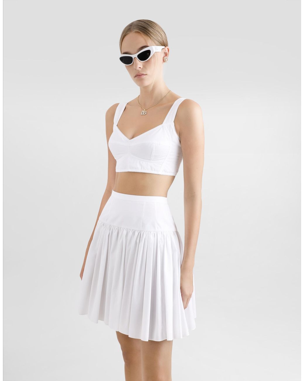 Dolce & Gabbana White Short Cotton Circle Skirt