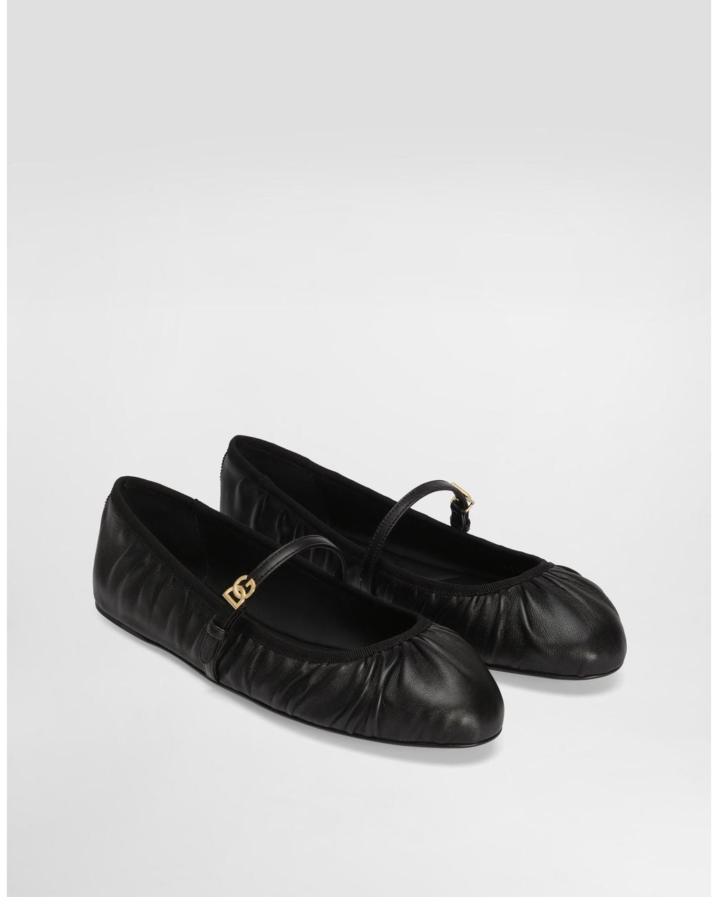 Dolce & Gabbana Black Satin Ballet Flats