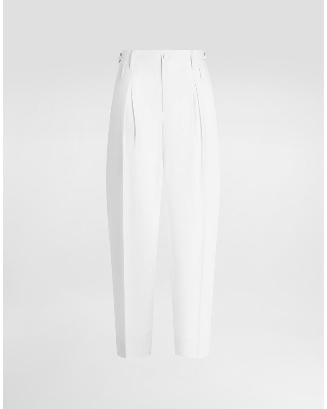 Dolce & Gabbana White Wool Faille Trousers for men