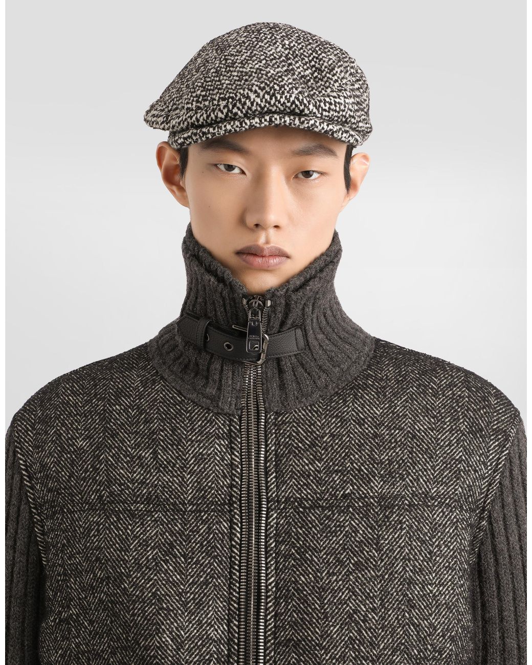 Dolce & Gabbana Black Knitted Houndstooth Jacket for men