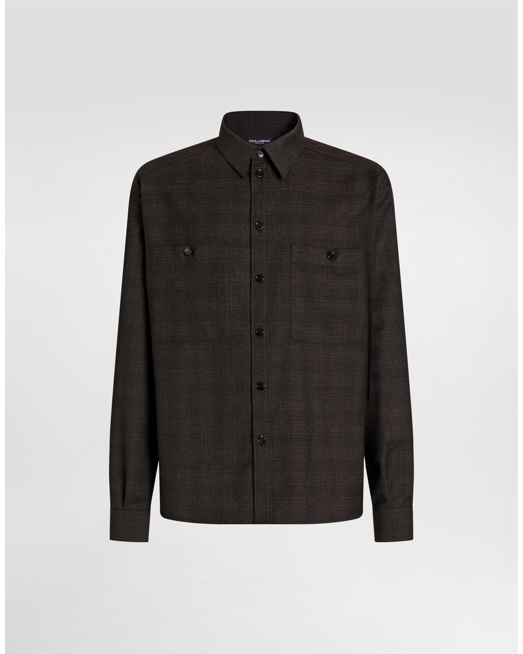 Dolce & Gabbana Black Glen Plaid Saxony Shirt for men