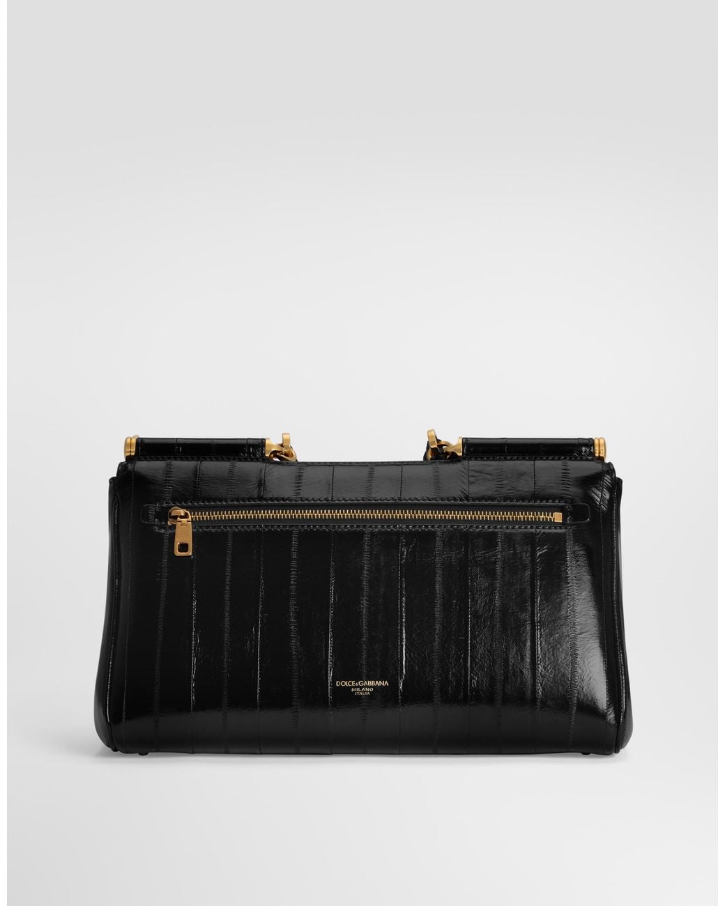 Dolce & Gabbana Black Medium My Sicily Eel Handbag