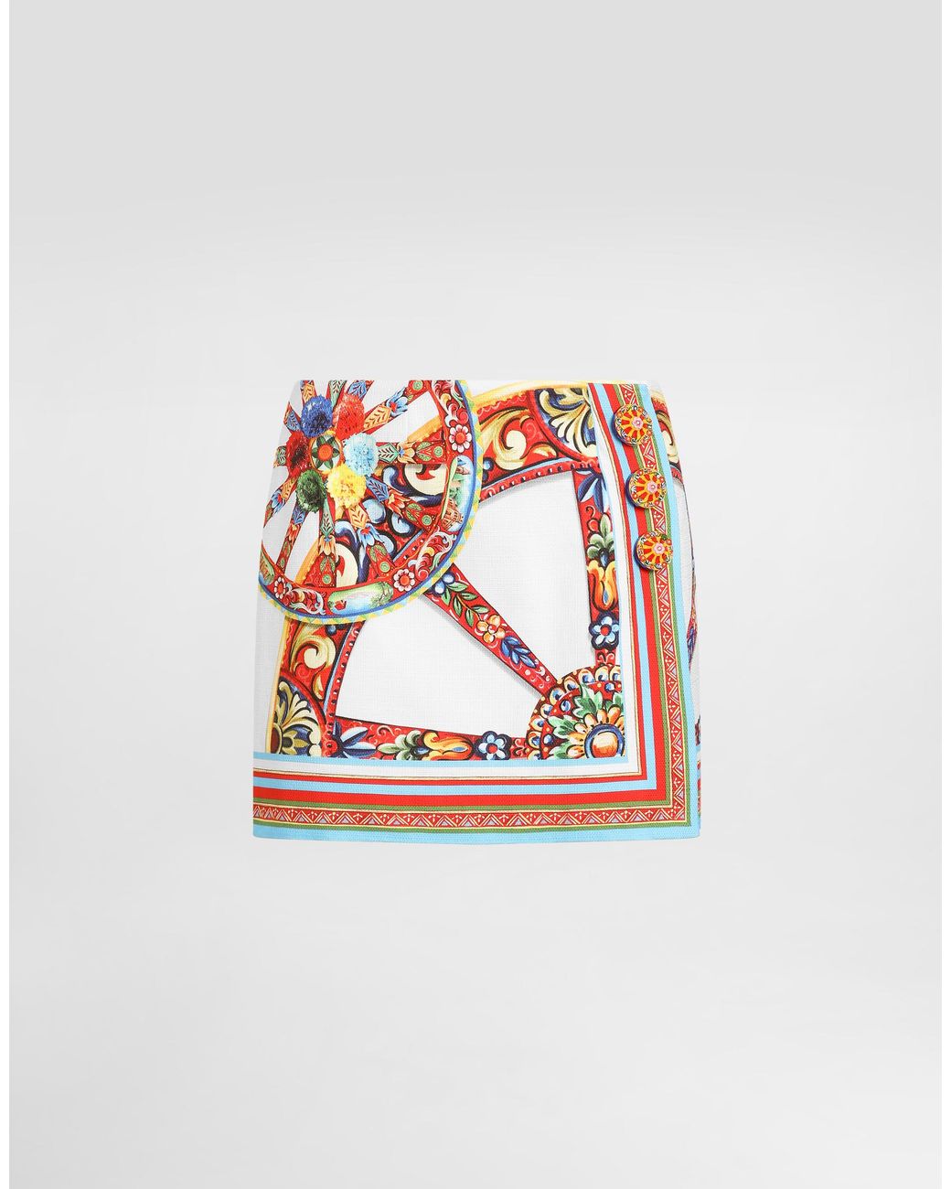 Dolce & Gabbana White Carretto-Print Fabric Miniskirt