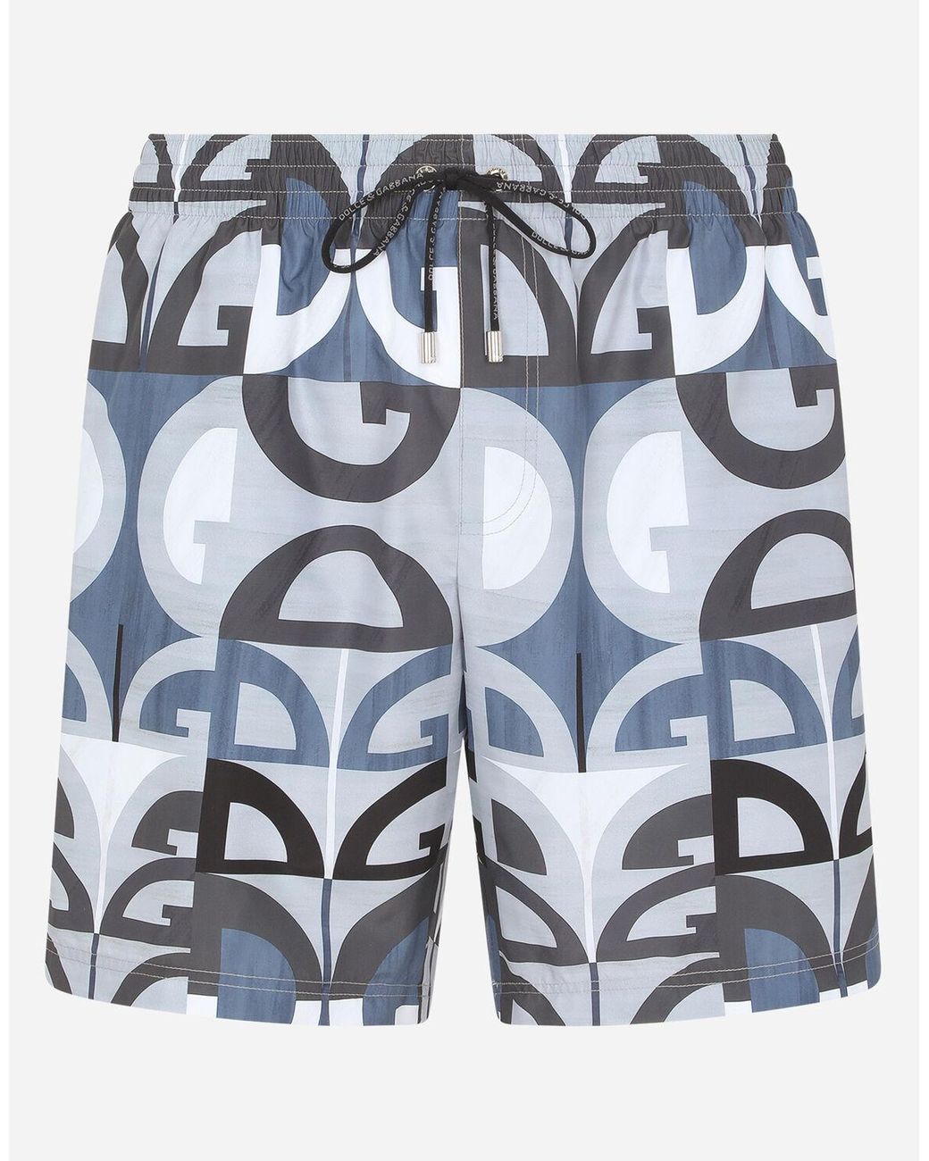 Dolce & Gabbana Synthetic Mid-length Swim Trunks With Dg Print in Blue