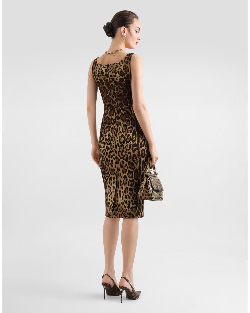 Dolce & Gabbana Metallic Leopard- Charmeuse Dress