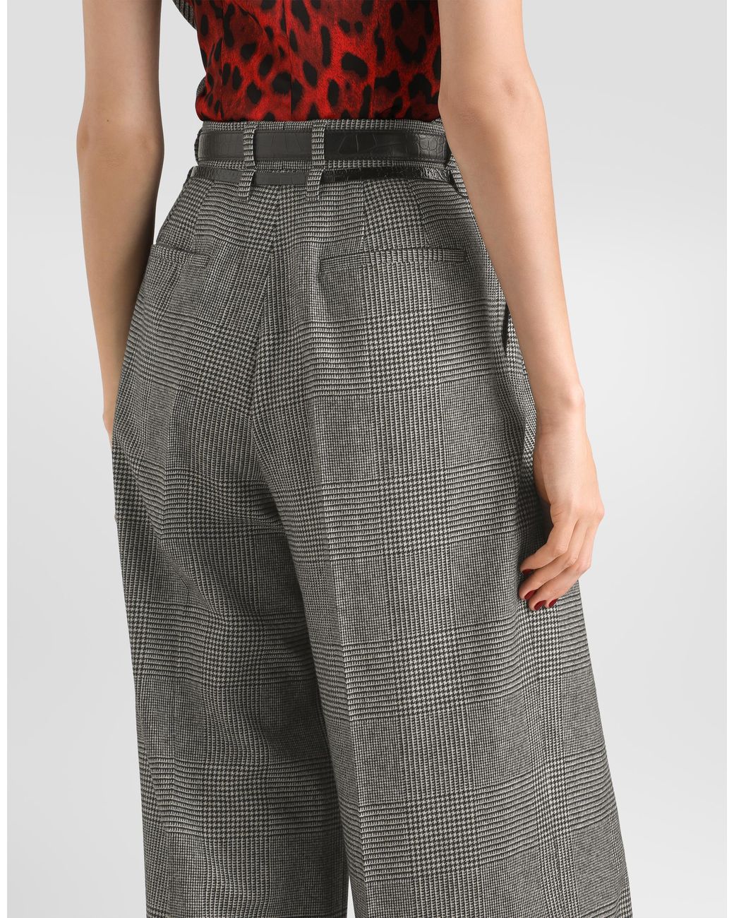 Dolce & Gabbana Gray Glen Plaid Flannel Trousers