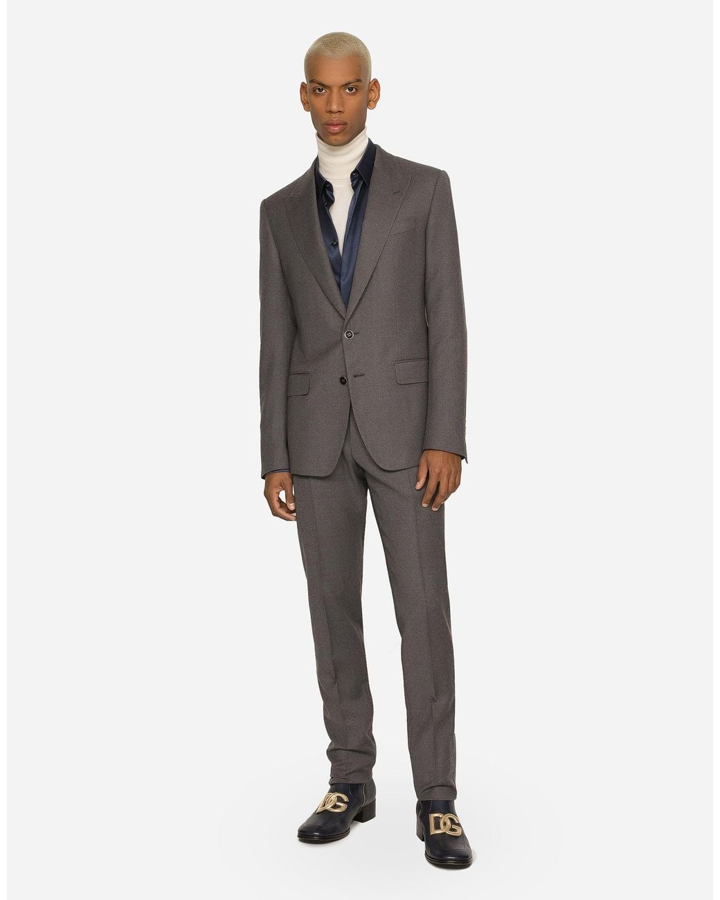 Dolce & Gabbana Gray Single-Breasted Stretch Flannel Sicilia-Fit Jacket for men