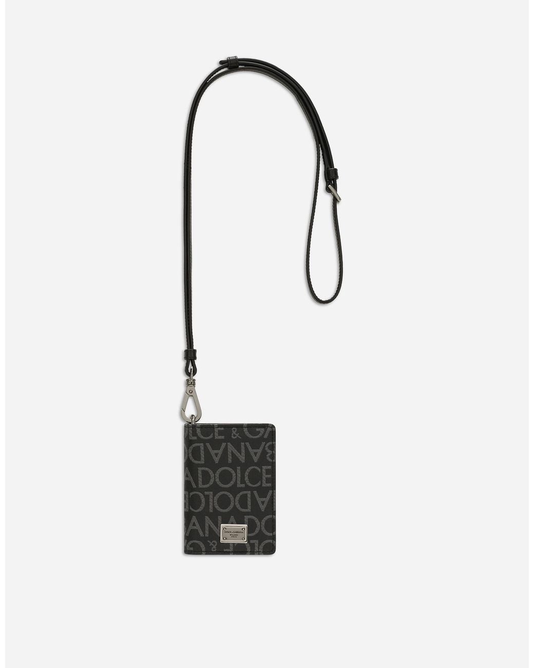 Dolce & Gabbana White Logo-Print Leather Cardholder for men