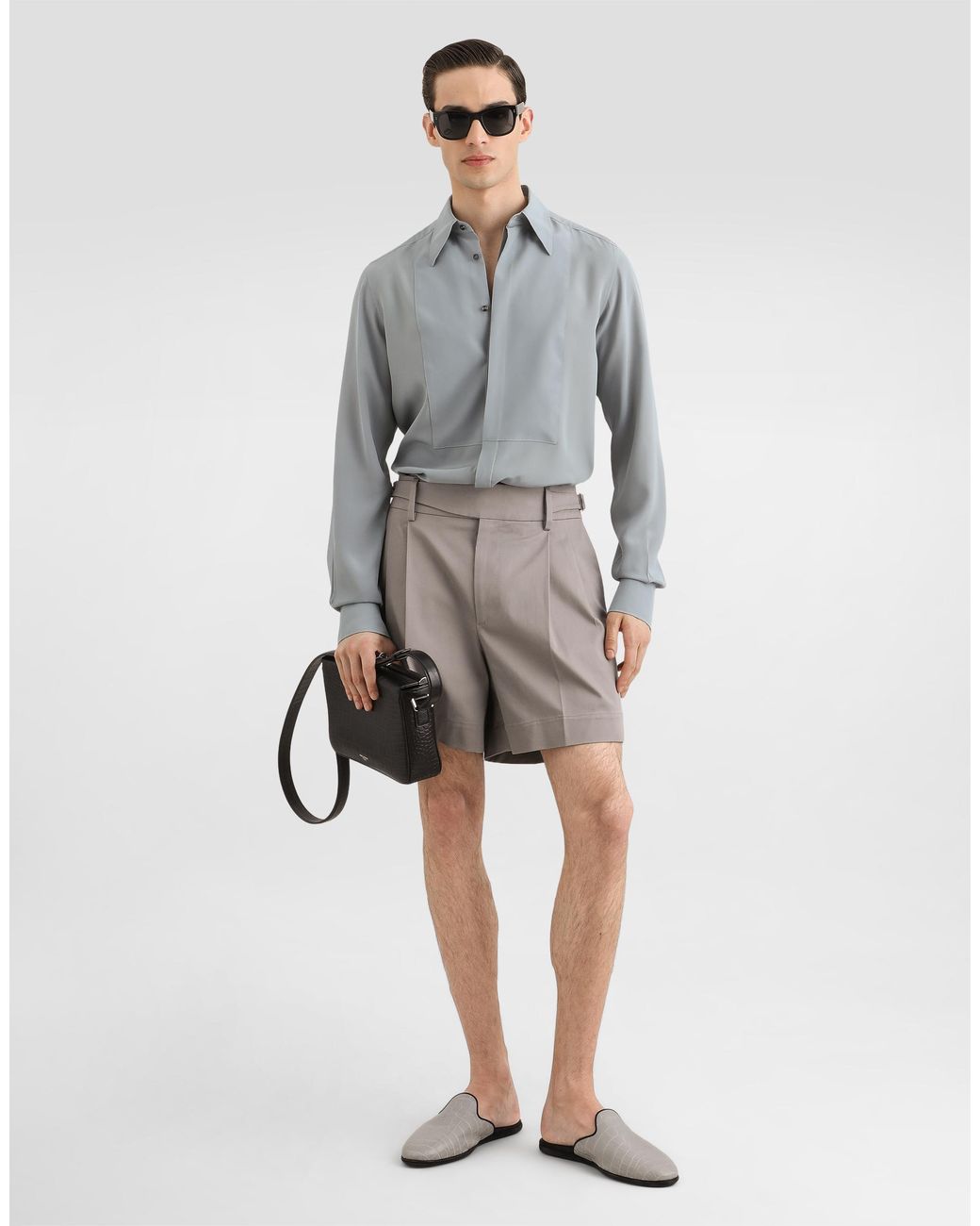Dolce & Gabbana Gray Crêpe De Chine Shirt for men