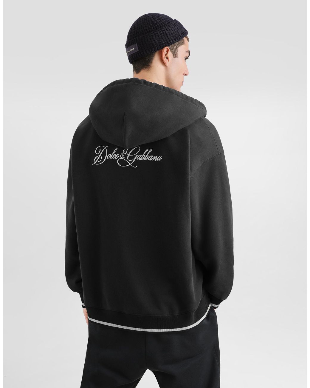 Dolce & Gabbana Black Cotton Hooded Sweatshirt for men