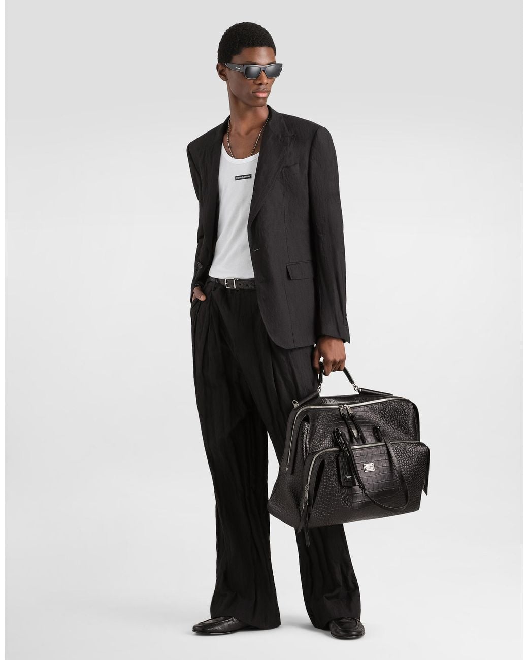 Dolce & Gabbana Black Cotton Trousers for men