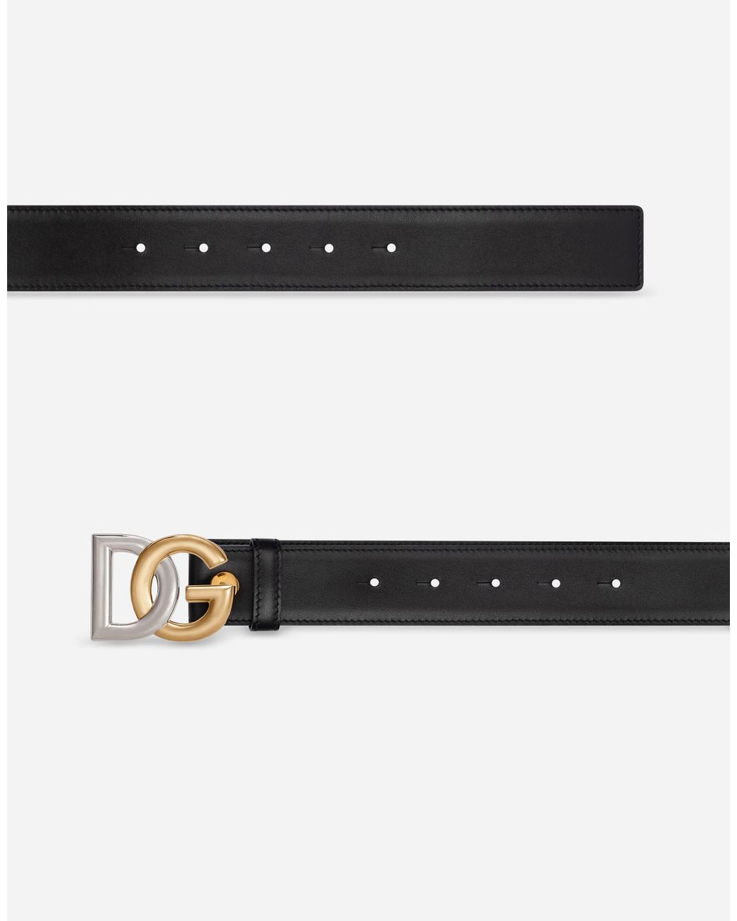 Dolce & Gabbana Black Double-Plated Dg-Logo Belt for men
