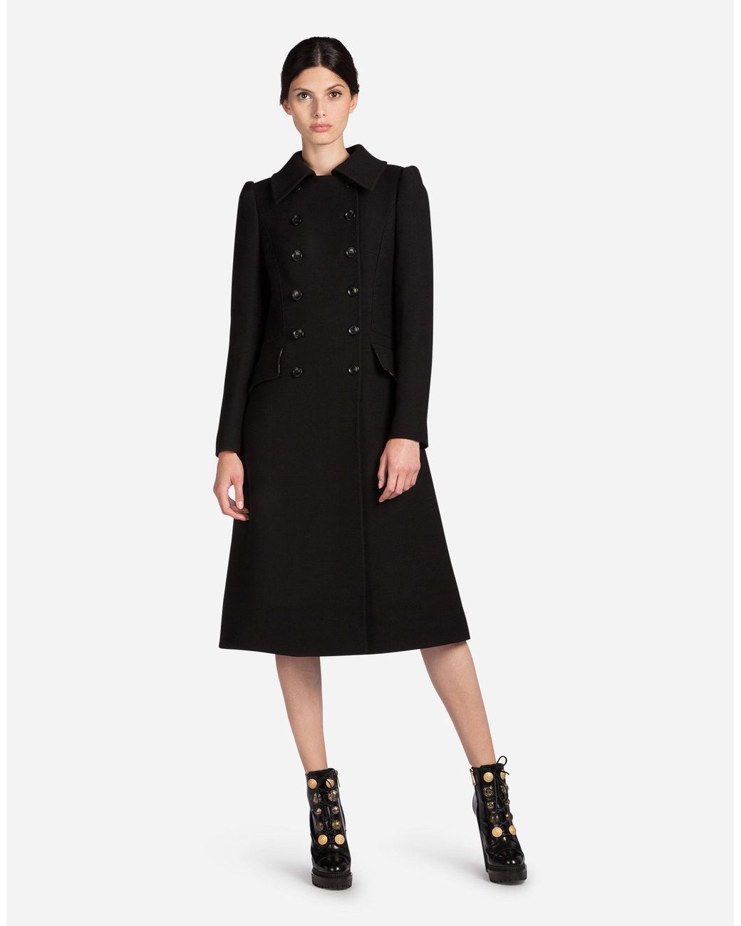 Dolce Gabbana Double breasted Wool Coat in Black Lyst UK