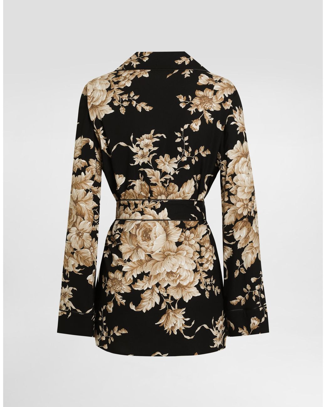 Dolce & Gabbana Black Rose- Silk Vanity Shirt
