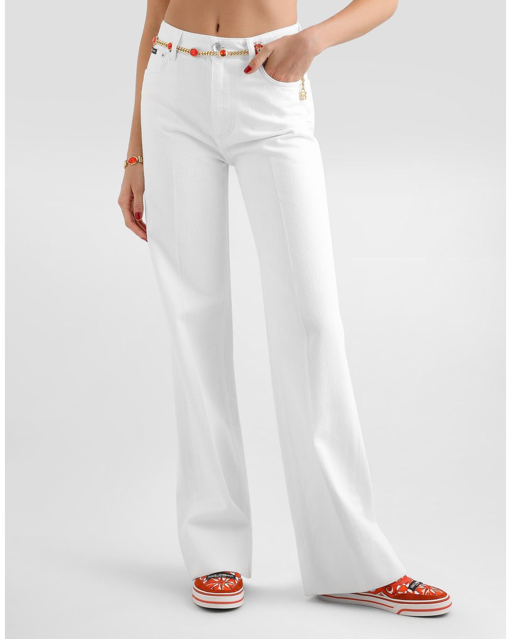 Dolce & Gabbana White Pantalone 5 Tasche