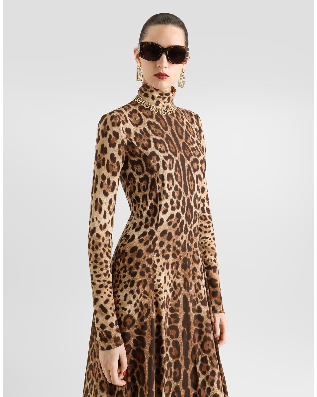 Dolce & Gabbana Natural Leo- Charmeuse Dress
