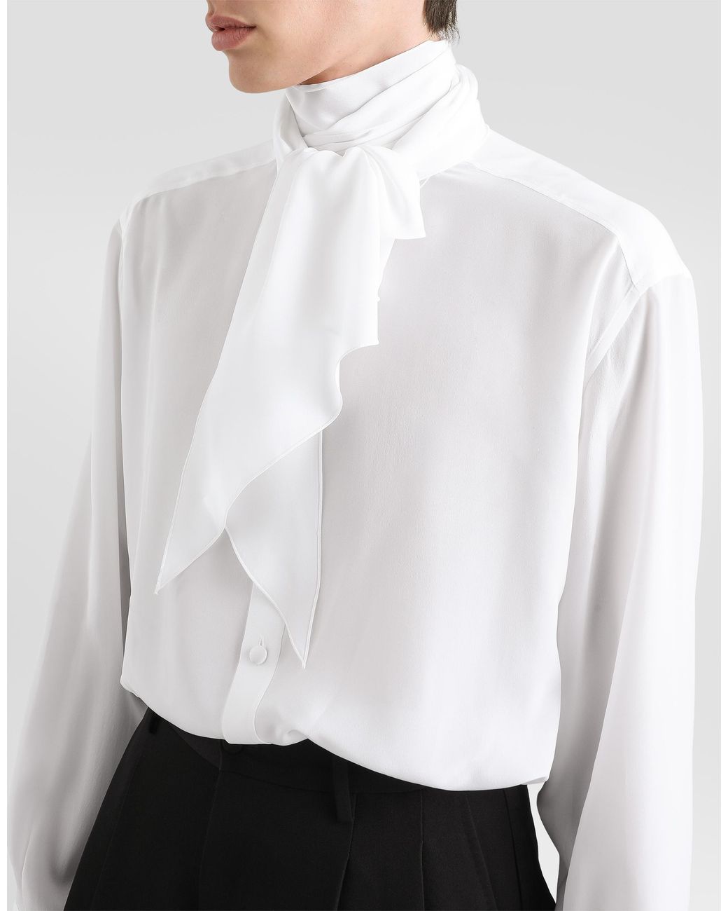 Dolce & Gabbana White Crêpe De Chine Silk Shirt for men