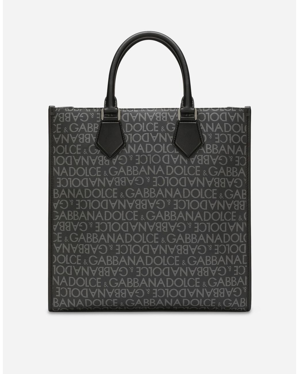 Dolce & Gabbana Black Medium Coated Jacquard Shopper for men