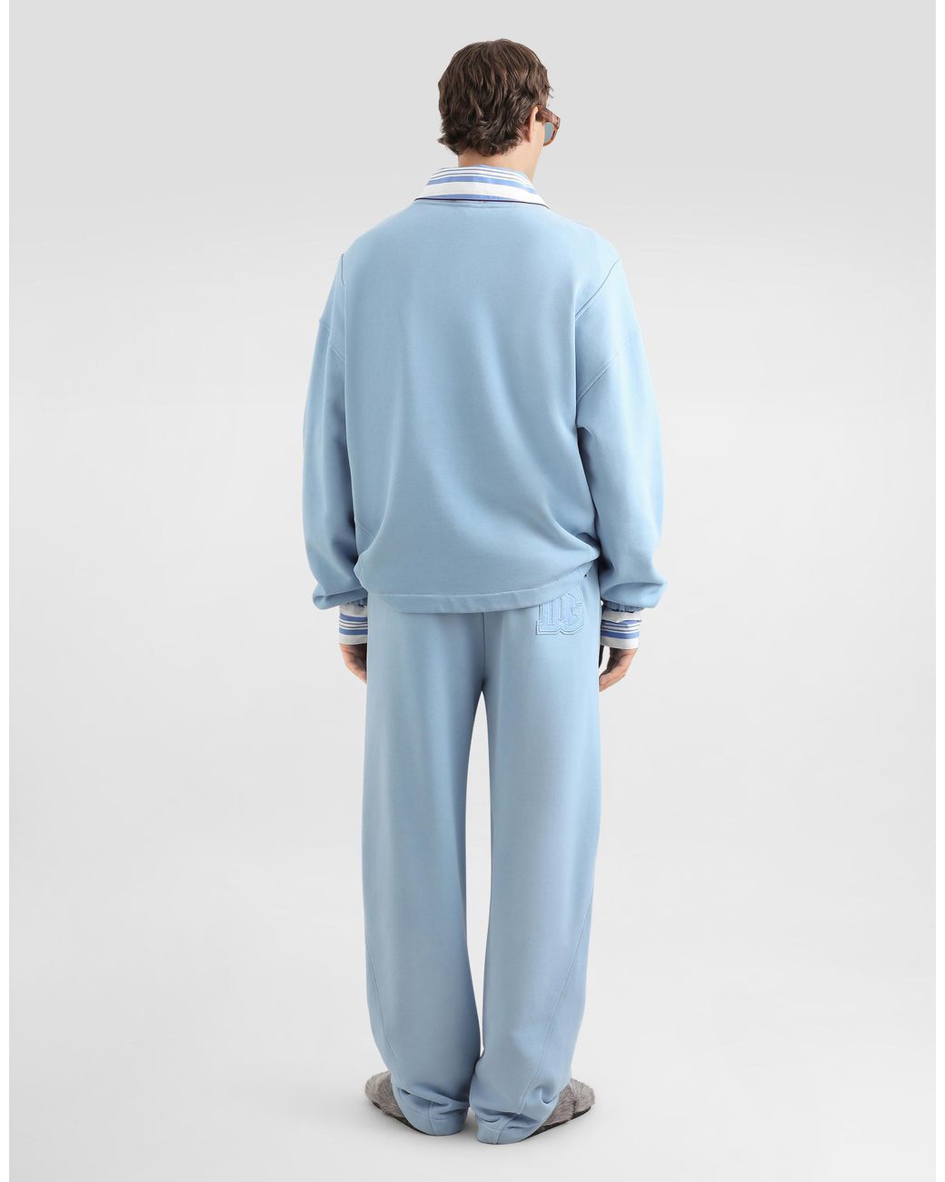 Dolce & Gabbana Blue Treated Jersey Trousers for men