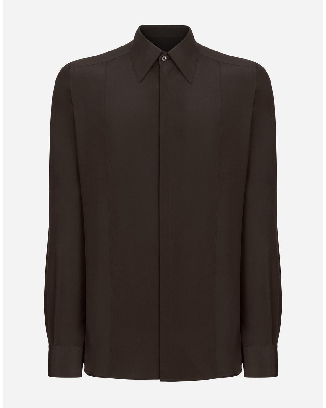 Dolce & Gabbana Black Silk Martini-Fit Shirt With Shirt Front for men
