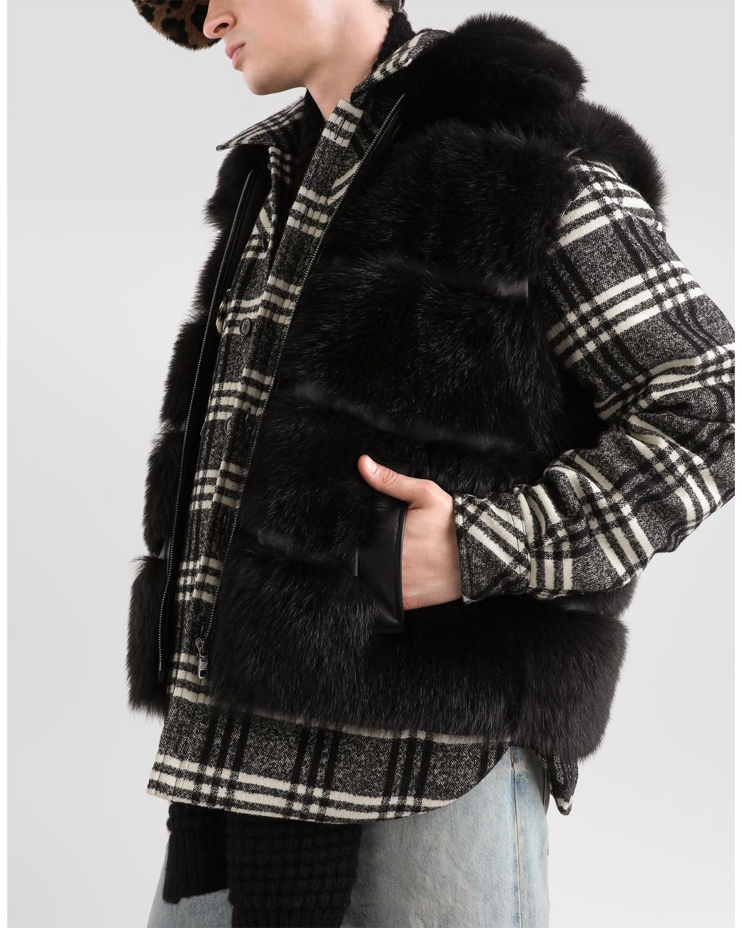 Dolce & Gabbana Black Fur Vest for men