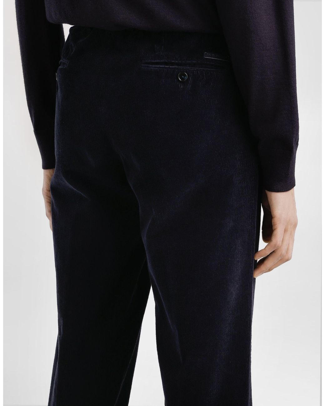 Dolce & Gabbana Blue Garment-Dyed Velvet Trousers for men