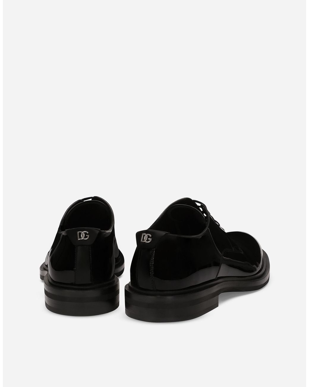Dolce & Gabbana Black Calfskin Derby Shoes with Logo for men