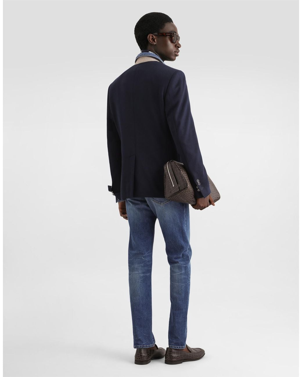 Dolce & Gabbana Jacke Portofino Aus Jersey Mit Einreiher-Design in Blue für Herren