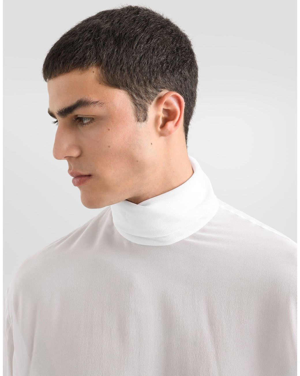 Dolce & Gabbana White Silk Georgette Shirt for men