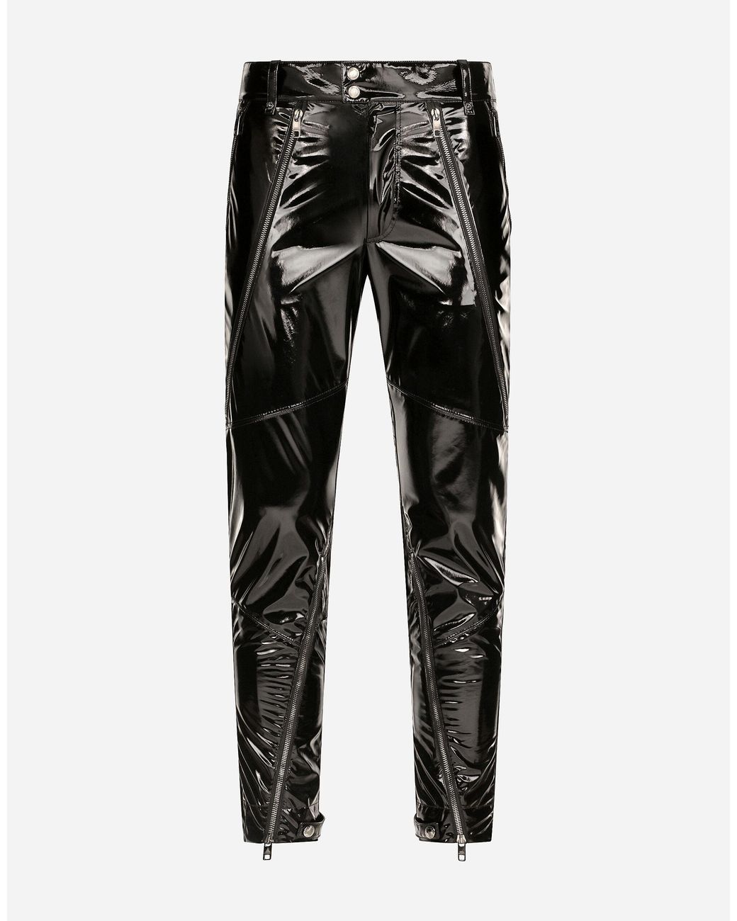 Dolce & Gabbana Skinny Patent Leather Pants With Zipper Details in ...