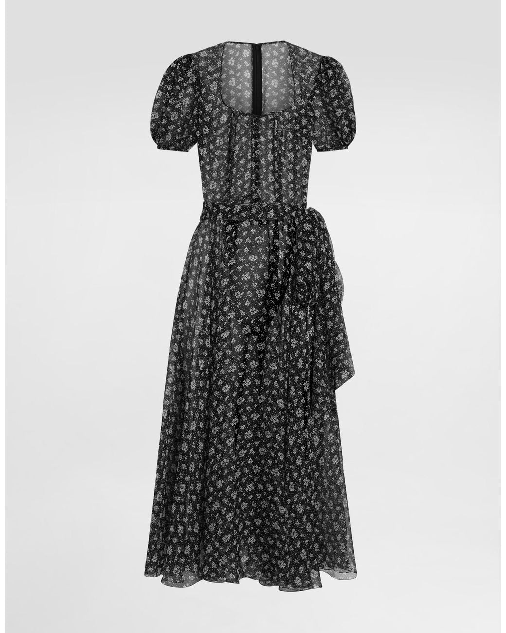 Dolce & Gabbana Black Floral-Print Chiffon Dress