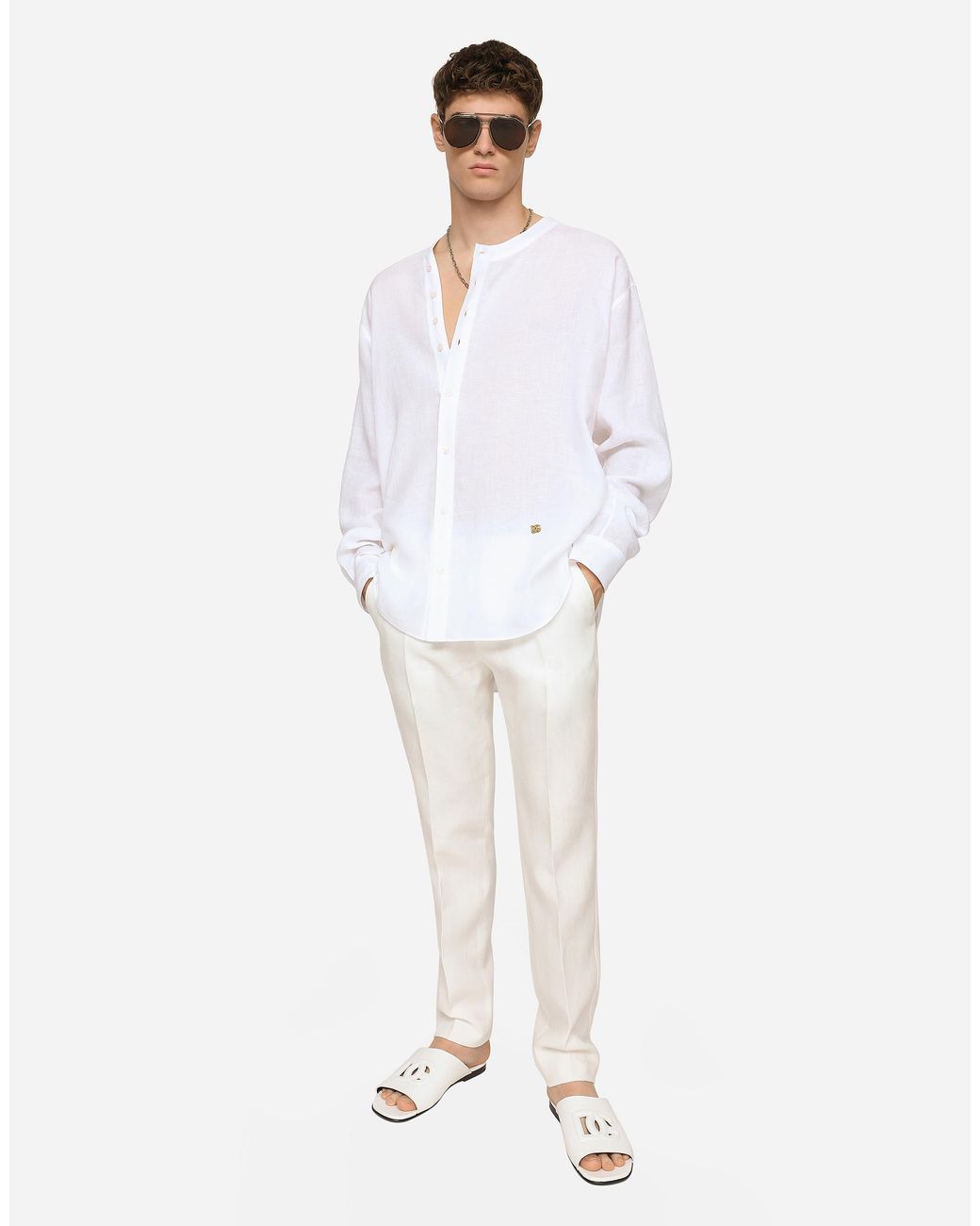 Dolce & Gabbana White Linen Pants for men