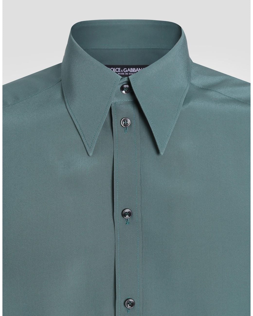 Dolce & Gabbana Blue Silk Crêpe De Chine Shirt for men