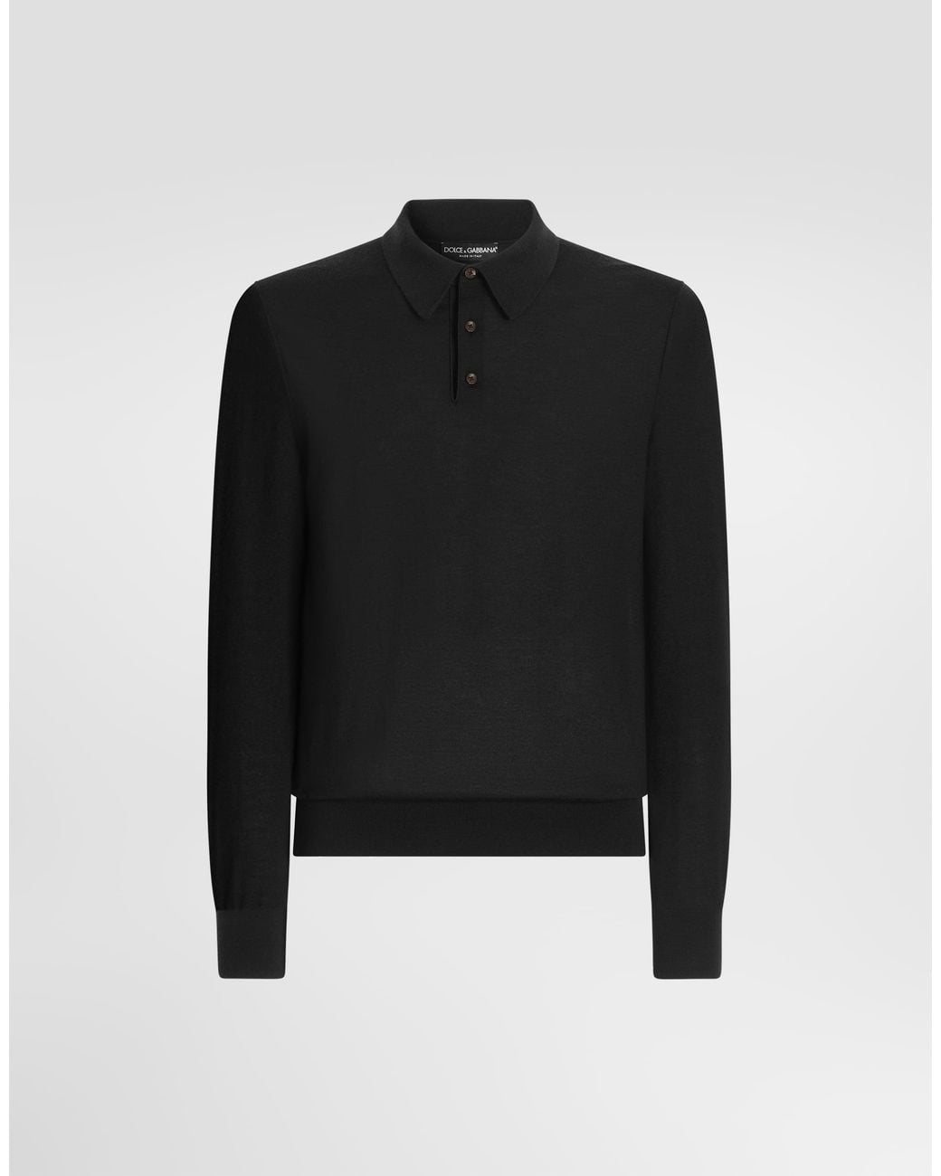 Dolce & Gabbana Black Cashmere Polo Shirt for men