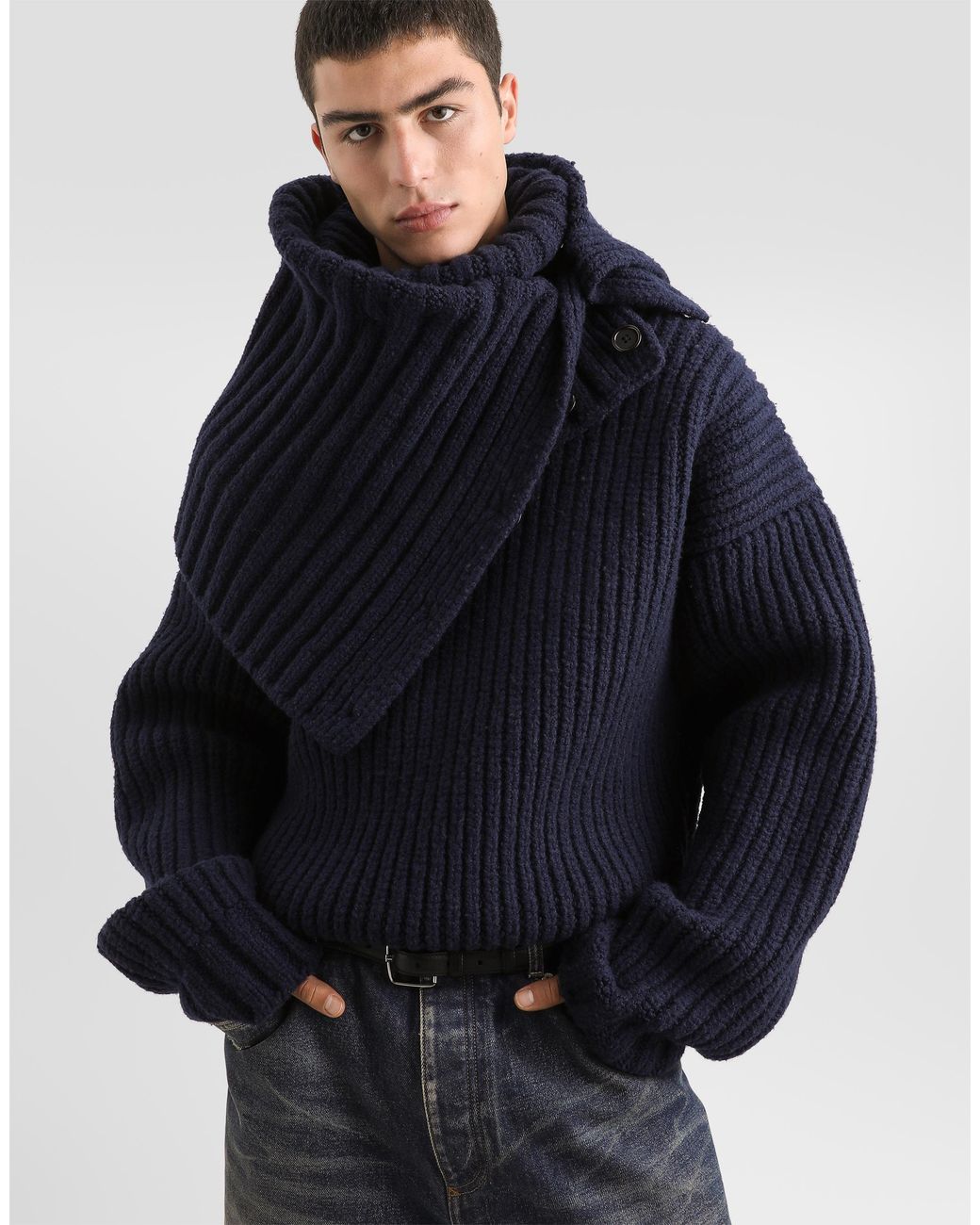 Dolce & Gabbana Blue Wool Turtleneck for men